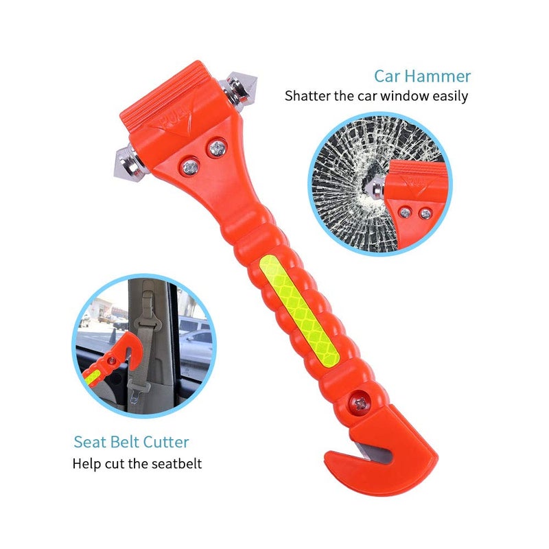 GoDeCho 2 PCS Go DeCho Car Safety Hammer Emergency Escape Tool with Seat Belt Cutter and Vehicle Window Glass Breaker with Light Reflective Tape - Image 5